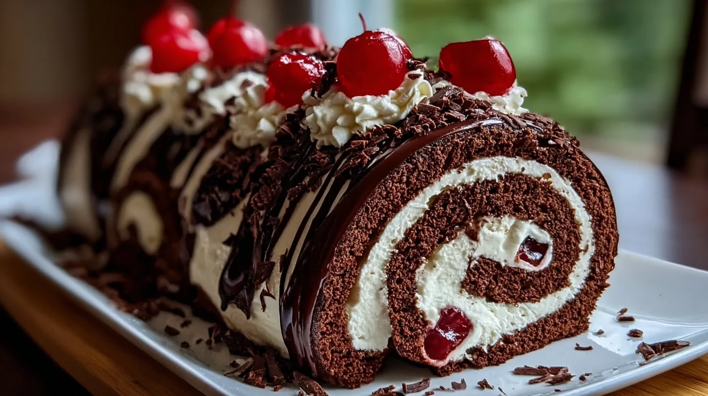 Elegant Black Forest Cake Roll