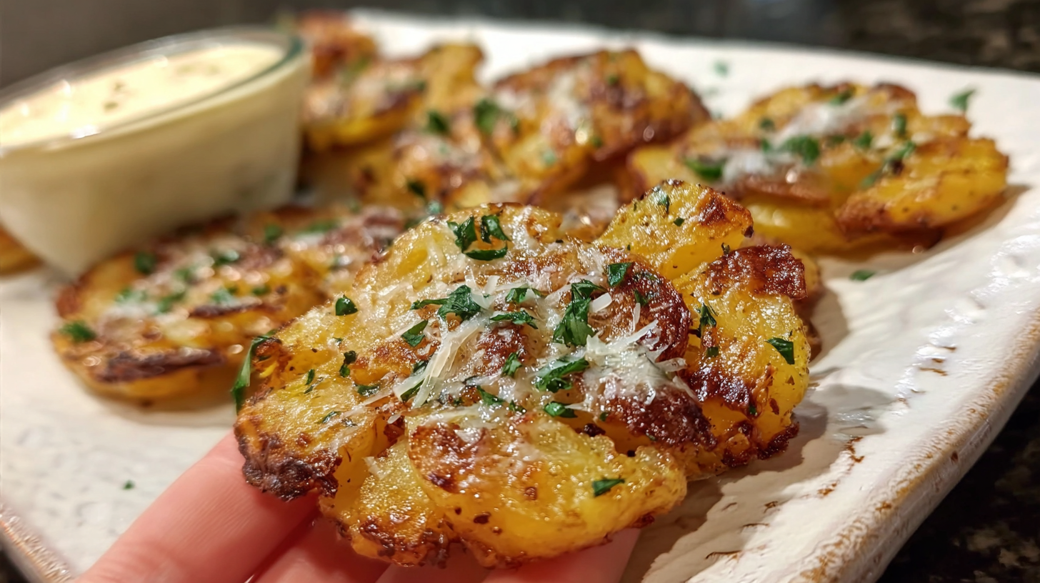 Garlic Parmesan Smashed Potatoes