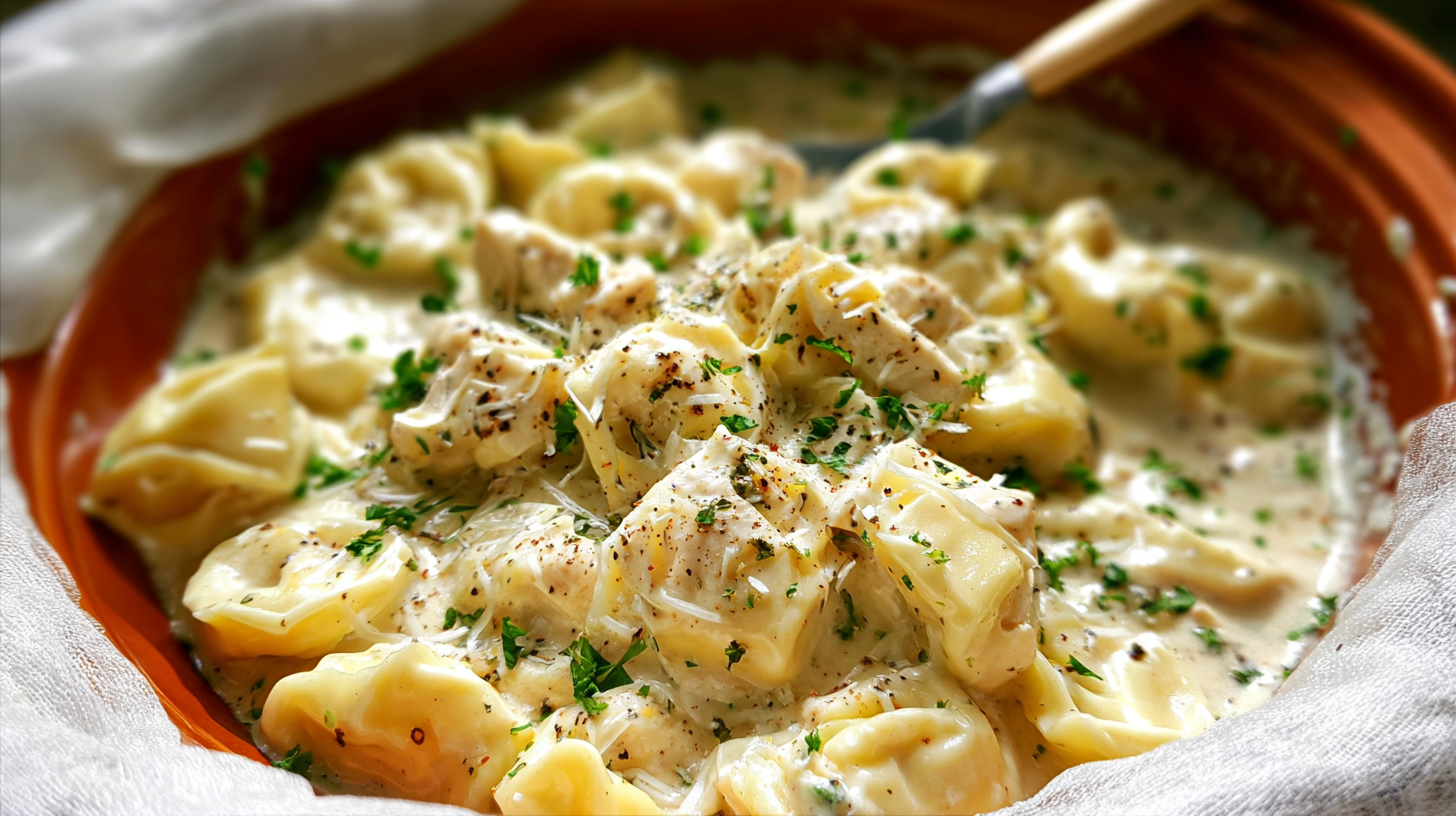 Crockpot Chicken Alfredo Tortellini
