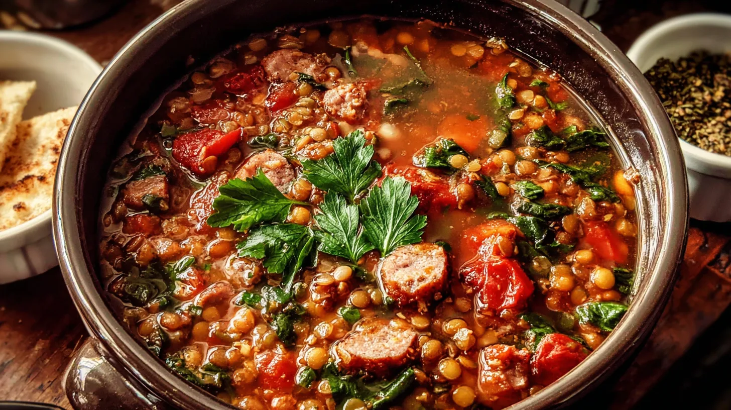 Slow Cooker Sausage Lentil Soup