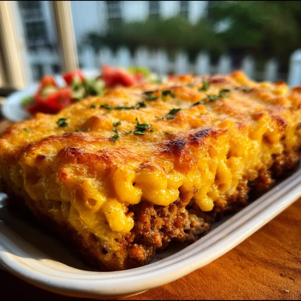 Irresistible Mac and Cheese Meatloaf Casserole