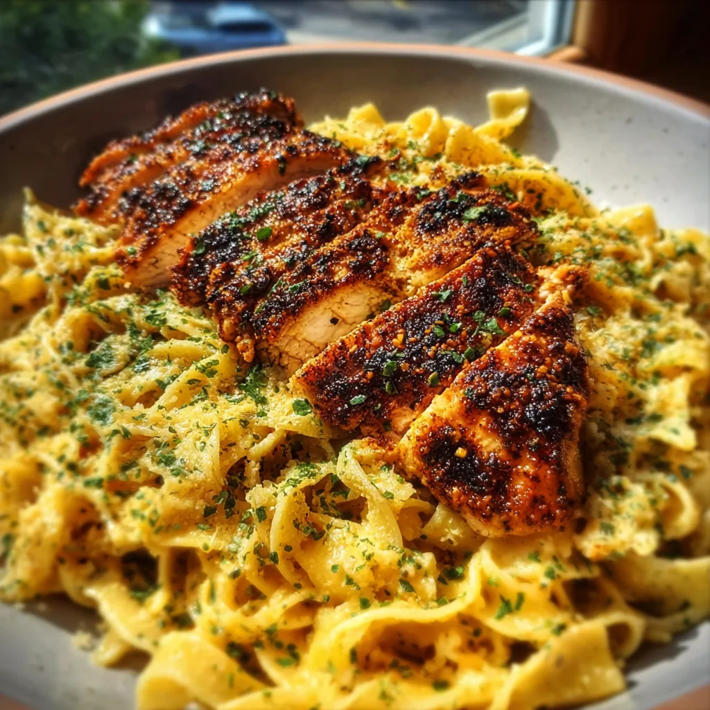 Cajun Chicken and Garlic Parmesan Linguine