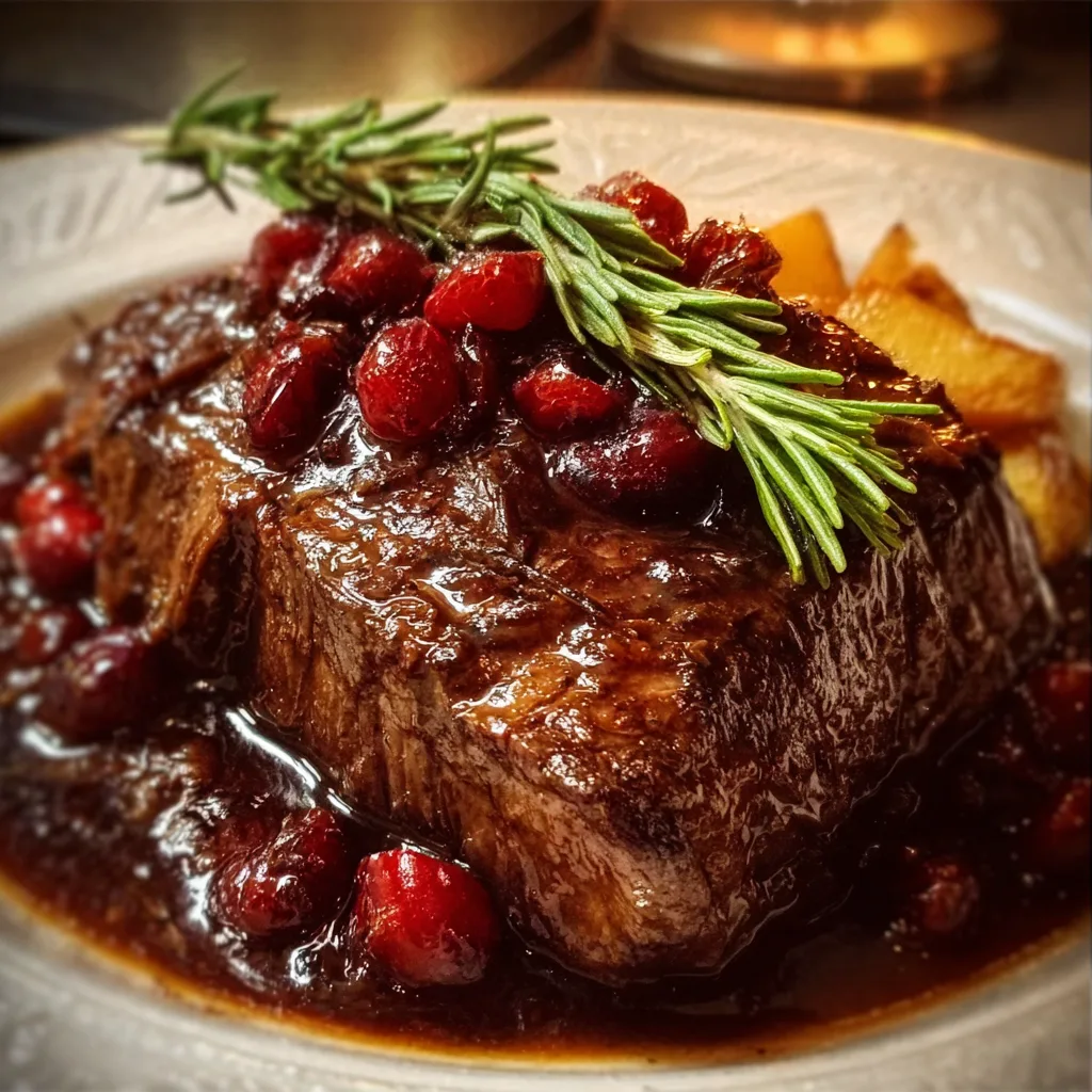 Slow-Braised Beef Roast with Cranberry Balsamic Glaze