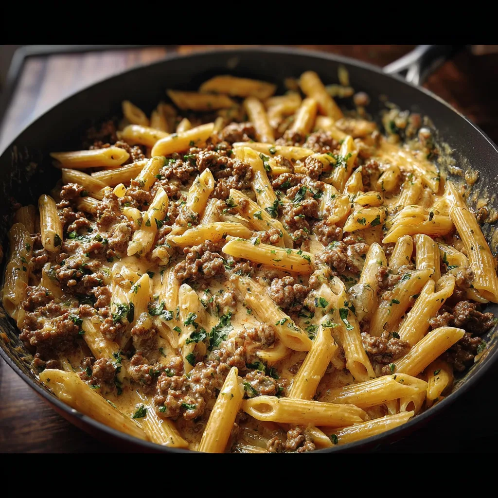 Stovetop Creamy Ground Beef Pasta Recipe