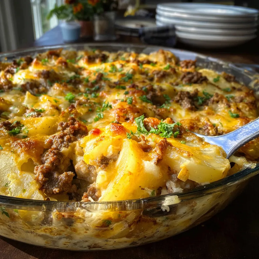 Cheesy Ground Beef & Potato Casserole