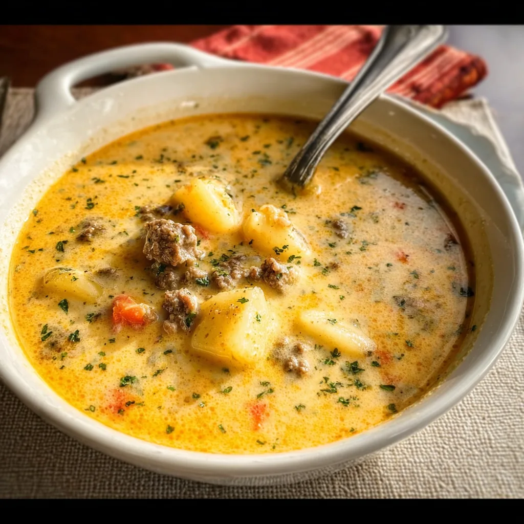 Cheesy Beef & Potato Soup